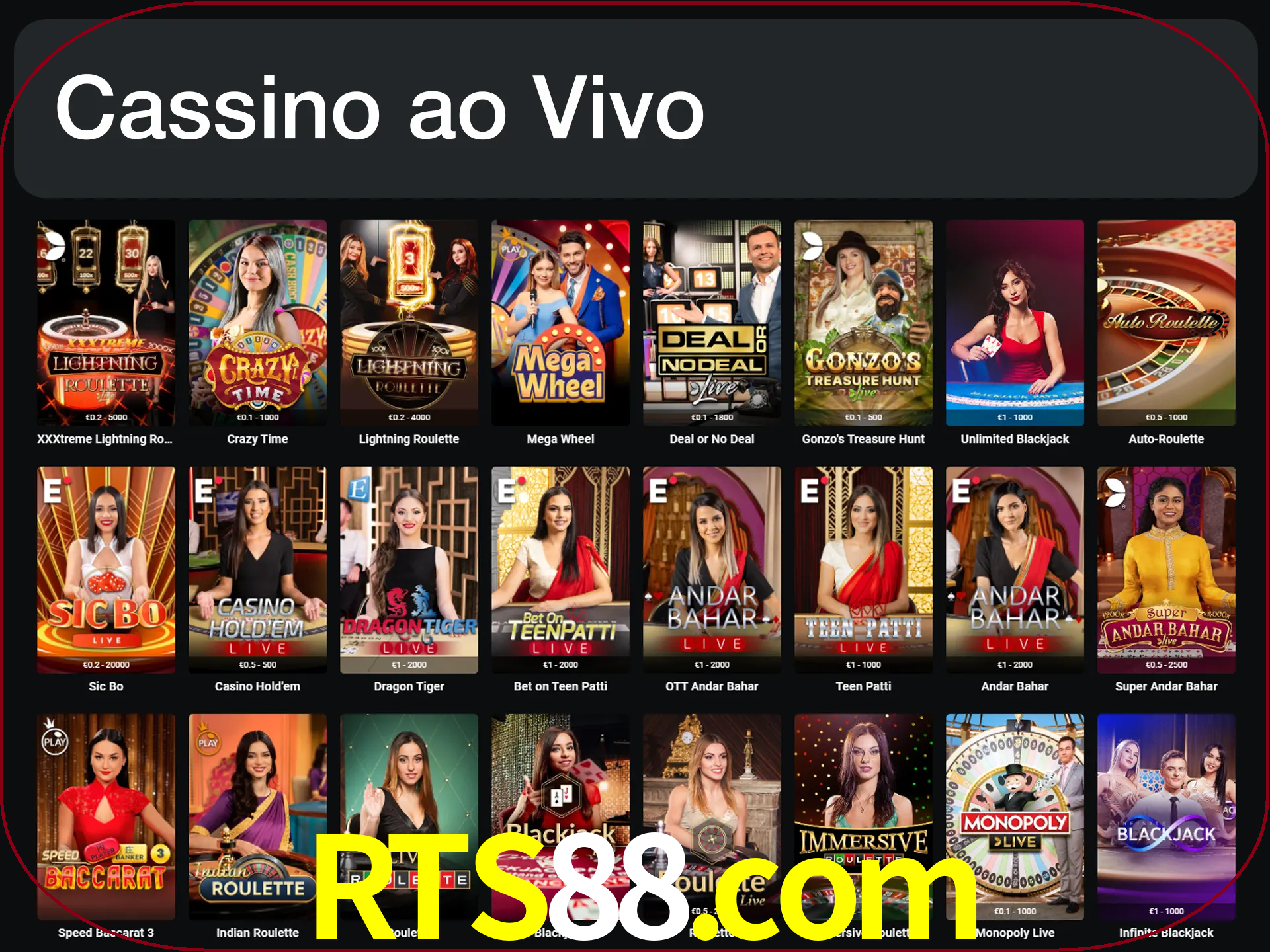 Jogue jogos de cassino com um verdadeiro dealer.