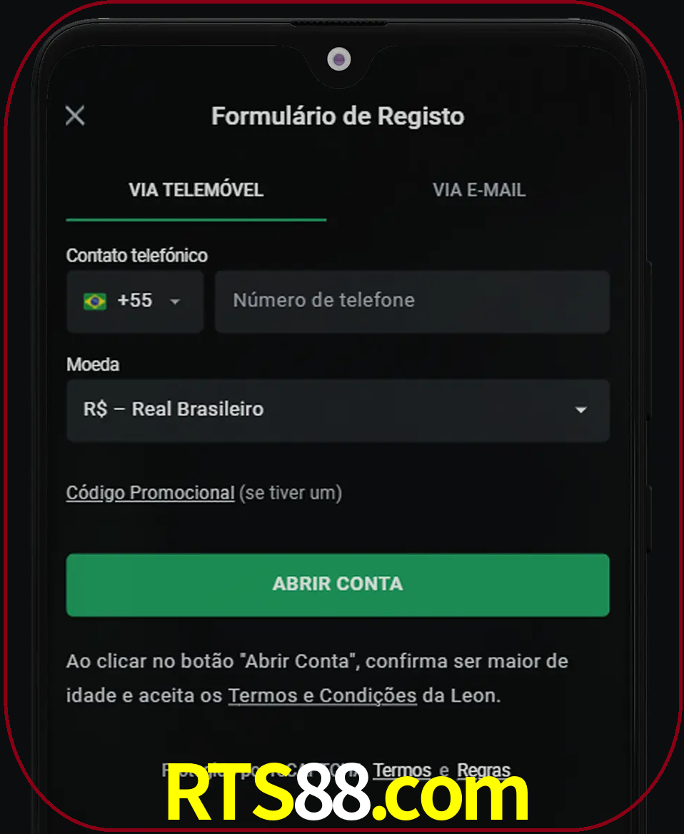 Abra o aplicativo e inicie o processo de registro.