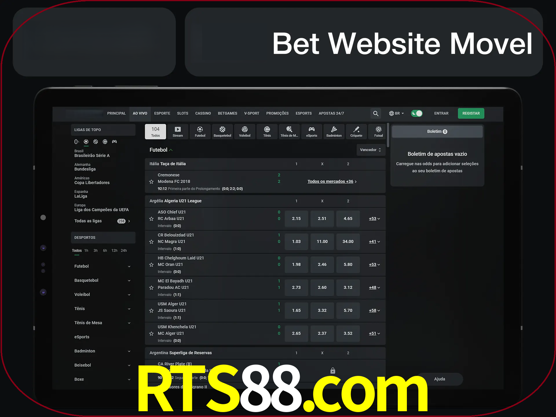 Use nosso website em qualquer dispositivo.